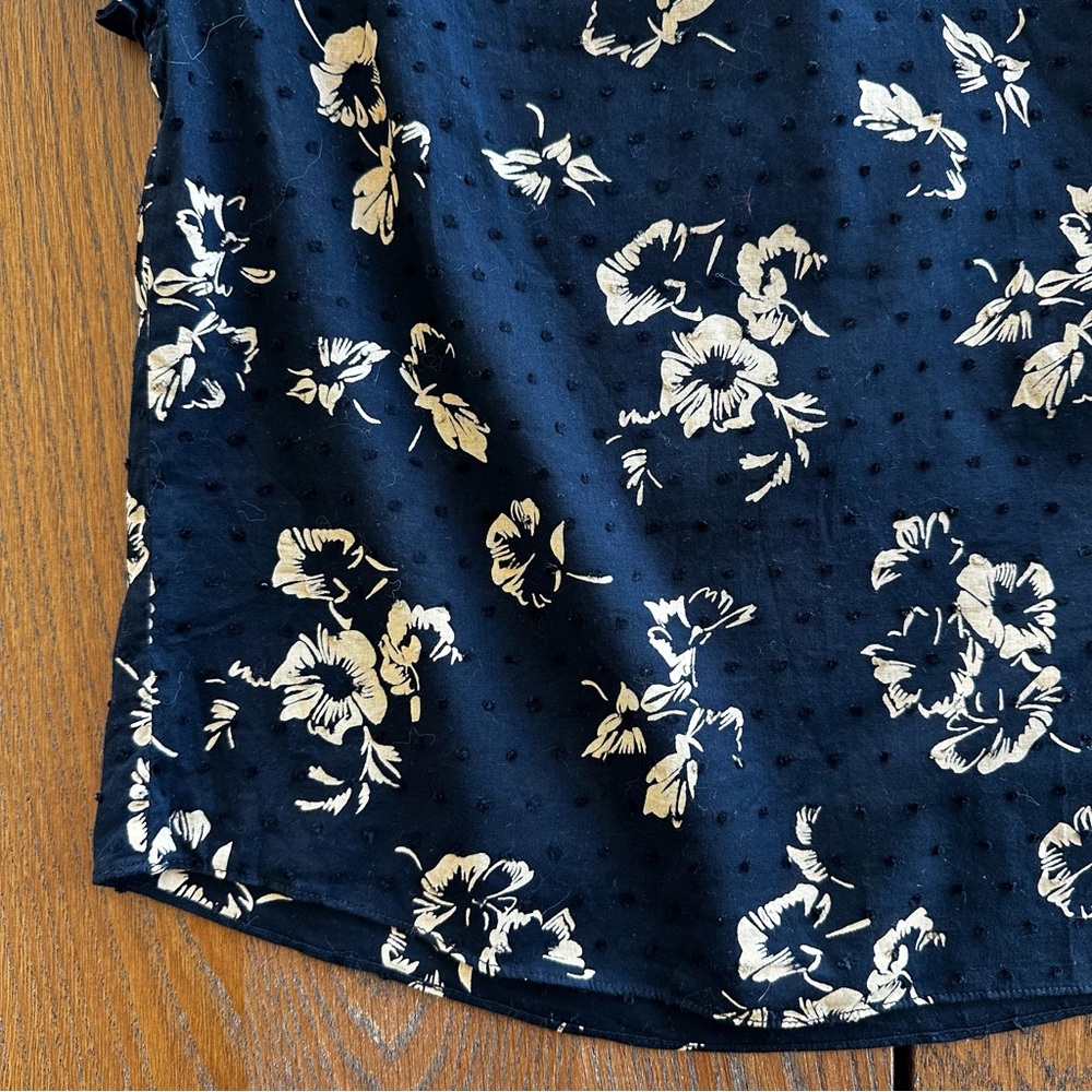 Joie Marlina Waterfall Ruffle Sleeve V-Neck Floral Popover Top Caviar Size M - Picture 5 of 16